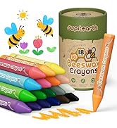 JUPITEARTH Beeswax Crayons for Toddlers 1–3, 18 Non-Toxic Silky Crayons, Jumbo and Washable Crayo...