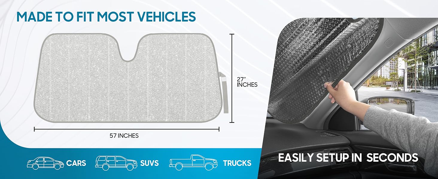 BDK Front Windshield Shade-Accordion Folding Auto Sunshade for Car Truck SUV