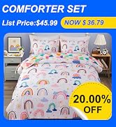 Girl Twin Size Comforter Set, Boho Rainbow Bedding Set with Sheets 5 Pieces | Bohemian Sun Love H...