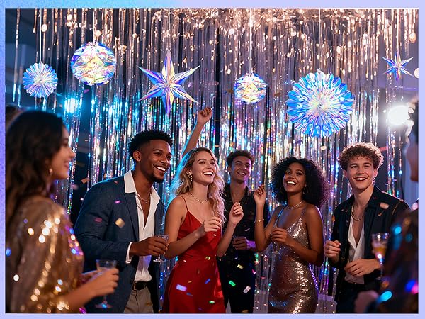 iridescent party decorations