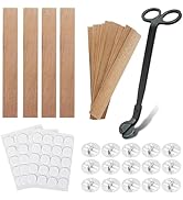 Wooden Candle Wicks with Wick Trimmer Cutter Crackling Candle Wicks kit 5.1 X 0.5 Inch Natural Ca...