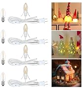 4 Set 6Ft White LED Accessory Cord with Light Bulb 8Pcs (4 for Spare) with Switch On/Off, Light u...