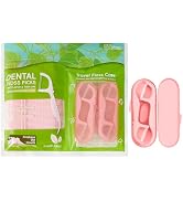 Pink Dental Floss Picks Double Line, Travel Size Toothpicks Floss Sticks Kit 85 Count with Compac...
