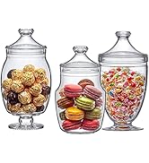 Amazing Abby - Keep - Acrylic Apothecary Jars (3-Piece Set), Plastic Jars with Lids, Bathroom Can...