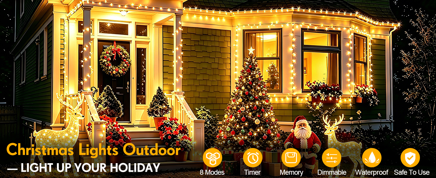 warm white christmas lights outdoor