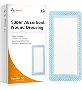 Carbou Super Absorbent Wound Dressing Pads 4"x 8", 10 Individual Pack, Non Adhesive Absorbent Ban...