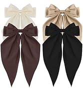 ATODEN Silky Satin Hair Accessories - 4Pcs Large Oversized Ribbons, Long Tail Bowknot Barrettes w...