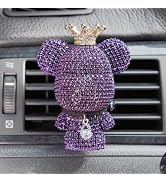 Cute Car Accessories, Bling Crystal Bear Car Air Freshener With Vent Clip,Rhinestone Aesthetic Ca...