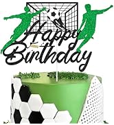 Hooqict Soccer Happy Birthday Cake Topper Glitter Cake Decorations for Kids Boys Men Soccer Birth...