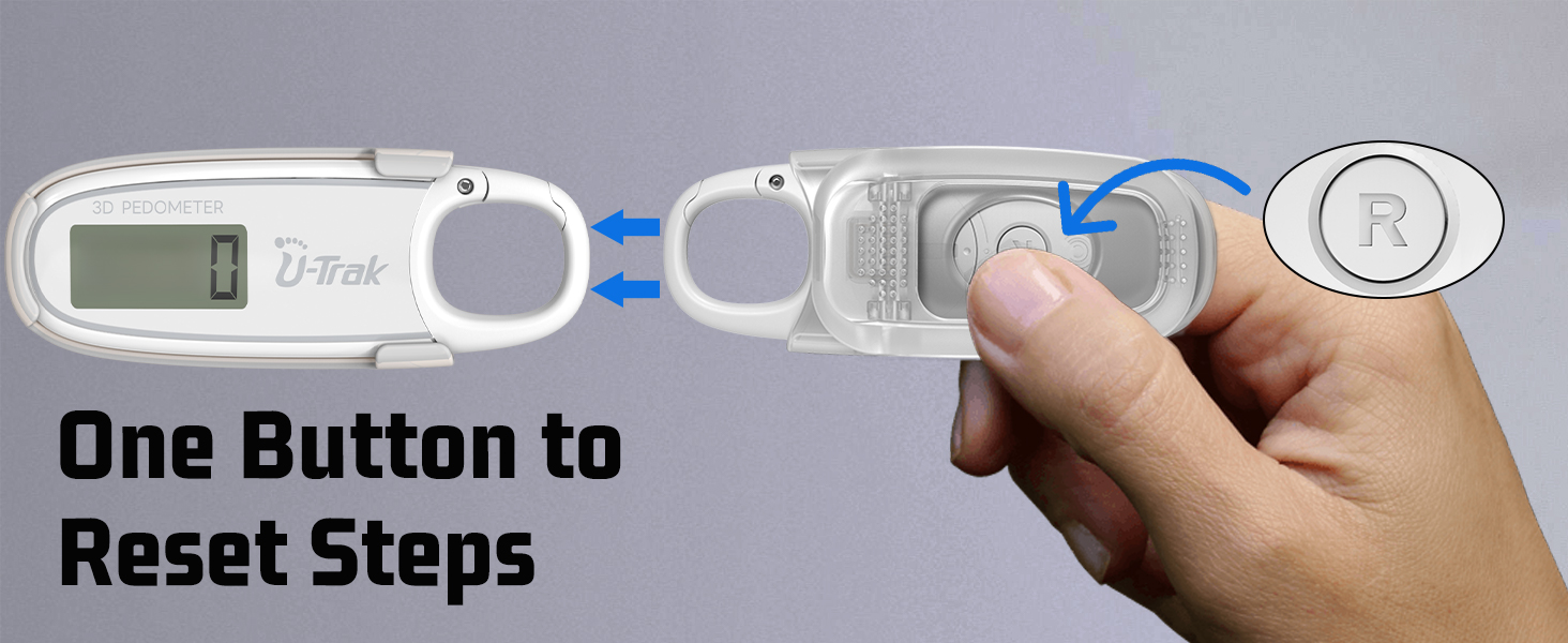 U-Trak 3D Pedometer for Walking with one button to reset steps