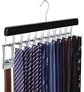 TOPIA HANGER 2 in 1 Belt Tie Hanger for Closet Max 30 Belts with 30 Ties Capacity, 20 Hooks Belt ...