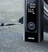 JUSUOX Tire Inflator Portable Air Compressor, 12V DC and battery powered Air Pump for Car Tires
