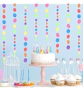 MIAHART 52 Feet Circle Dots Garland Lavender Paper Garland for Birthday Bridal Wedding Baby Showe...