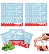 Denture Cleaner Wipes Disposable Teeth Gum Retainer Wipe Oral Care, Tooth Gums Cleaning Dental De...
