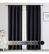 WelvetBLK Black Blackout Curtains 84 Inch Length 2 Panels Set, Soft Solid Thermal Insulated Room ...