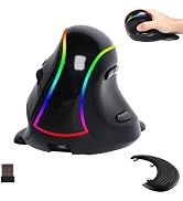 Vertical Mouse Wireless RGB Tri-Mode (2.4G Wireless+Bluetooth+Wired) Ergonomic Mouse with Removab...