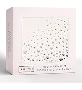 Stylish 5x5 Inch Silver Napkins - 100 Pack of White and Silver Cocktail Napkins - Disposable 3 Pl...