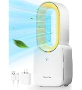 let'me Desk Fan Portable 11.8 inch Bladeless Fan with 5 Colors LED Light, Touch Control, Quiet Ta...