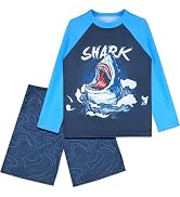 Boys Two Piece Rash Guard Swimsuits Sets Kids Long Sleeve Sunsuit Swimwear Sets