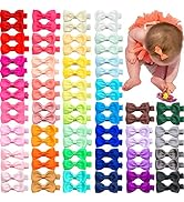 Ayesha 80 Pieces Baby Toddler Hair Clips 2'' Mini Hair Bows Fully Lined Baby Hair Barrettes Acces...