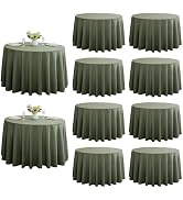ZarzaaSik 10-Pack Round 108-inch Sage Green Table Cloths, Solid Stain and Wrinkle Resistant Circu...