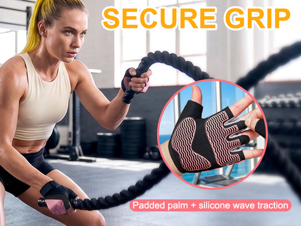 Padded palm workout gloves with silicone wave grip