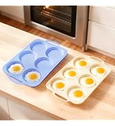 Vnray Silicone Egg Pan Oven: 2 Packs 4 Inch Silicone Pancake Pan 6 Cup with Handles - Nonstick Eg...