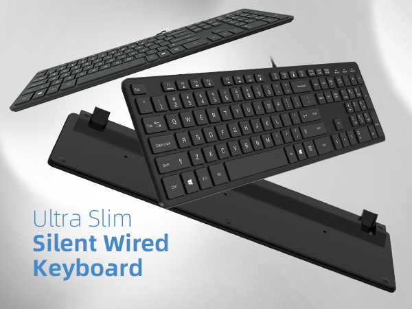 Low-Profile Flat Keyboard with US Layout (QWERTY),Ultra-Slim Quiet Computer Keyboard for PC Windows