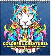 FUNLAVIE Adult Coloring Book – Mandala Animal Designs, Spiral Bound Premium Coloring Book for Adu...