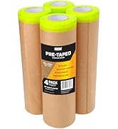 Lockport Pre-Taped Painting Tape with Masking Paper - 18 in x 50 ft Painting Paper Roll (4 Pack) ...
