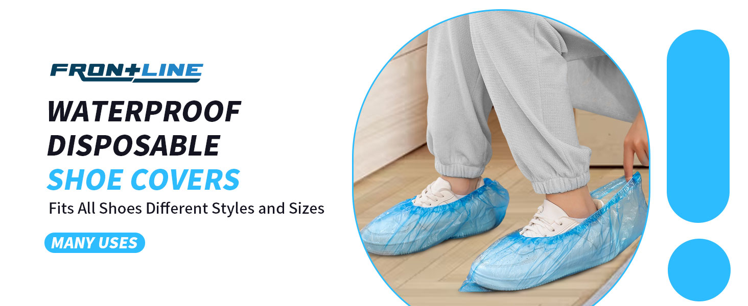 Disposable shoe covers blue booties indoor foot protectors waterproof plastic home guests workers