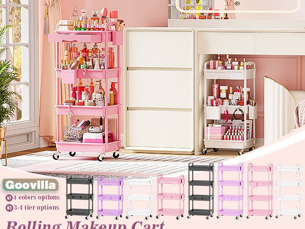 Goovilla vanity organizer,3–4 tiers,4 colors,easily organize beauty essentials neat and attractive