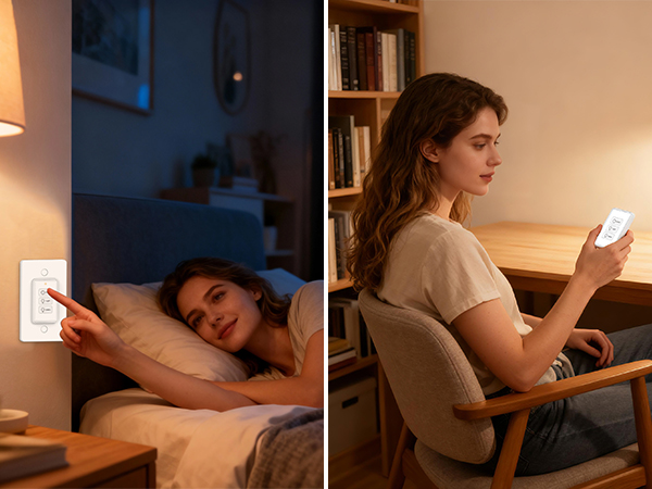 Remote Control & Warm Night Light for Hard-to-Reach Plugs