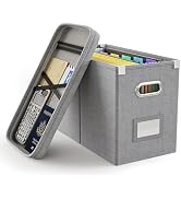 Oterri File Organizer Box with Lid, Hanging Filing File Box with Mesh Pocket, Document Organizer ...