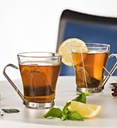 Bormioli Rocco Glass Coffee Mug Set, (6 Pack) Medium 10¾ Ounce with Convenient Handle, Tea Glasse...