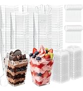 200 Pack 5oz Plastic Dessert Cups with Lids and Spoons, Mini Clear Yogurt Parfait Cups with Lids,...