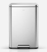 EKO Madison Brushed Stainless Steel 13.2 Gal/50L Kitchen Step Trash Can or Recycling Bin, Removab...