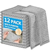 WYDZKJ 12Pack Multipurpose Wire Dishwashing Rags, Upgrade Non Scratch Wire Dishcloth, Silver Mesh...