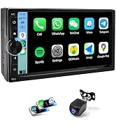 7 Inch Knobs Wireless Apple Carplay Screen for Car,Double Din Car Stereo,2+32GB Car Radio,Car Acc...