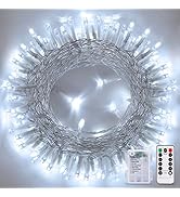 JMEXSUSS White Battery Operated String Lights Outdoor Waterproof, 33ft 100 LED Battery Power Chri...