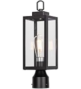 LIT-PaTH Outdoor Post Lighting Fixture with E26 Medium Base, Stainless Metal Housing Plus Glass, ...