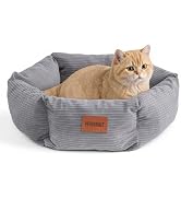 Petinstinct Cat Bed, 22 Inch Washable Corduroy Cat and Small Dog Bed with Removable Cover & Anti-...