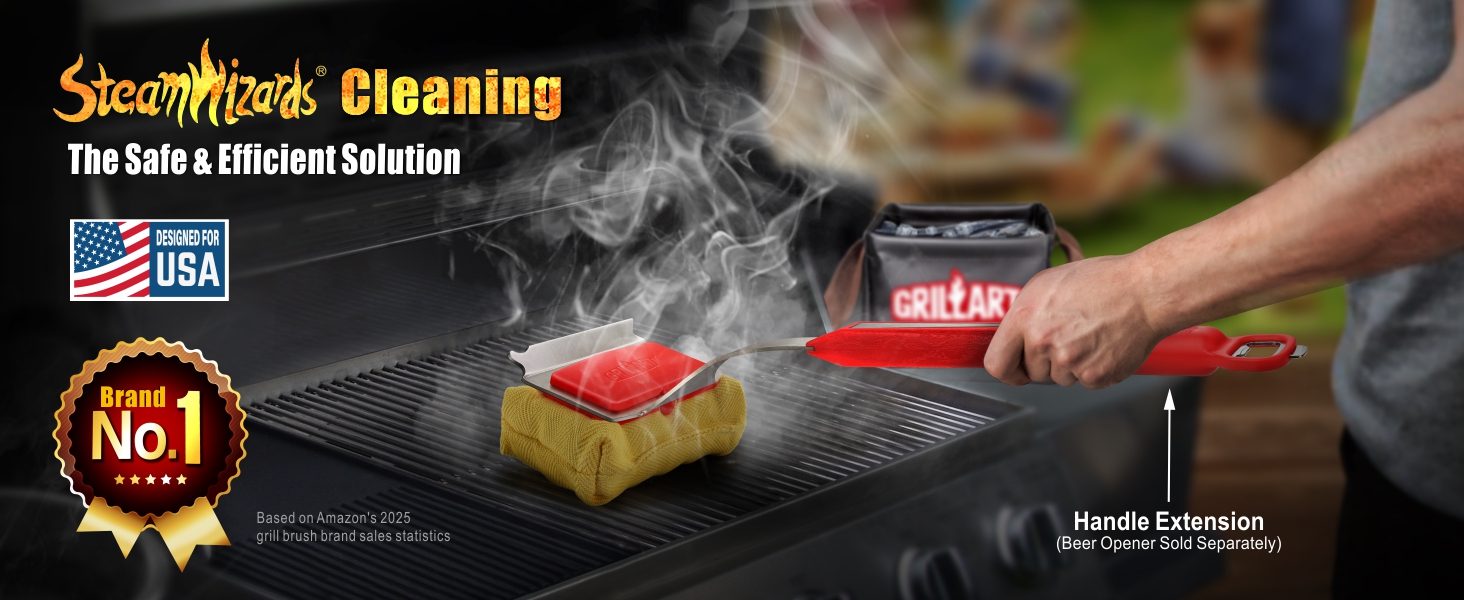 GRILLART Steamwizards grill brush safe bristle free