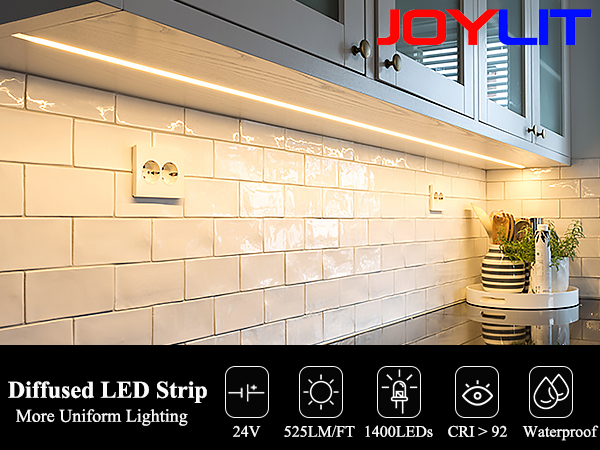cob led strip lights 3000k 24v 16.4ft kitchen cabinet