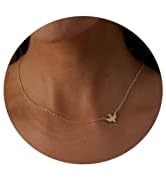 CAROVO Dainty Gold Moon Star Pendant Necklace 18K Gold Filled Cute Delicate Butterfly Heart Evil ...