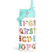 SANDJEST Alphabet Kids Water Bottle with Straw Lid 12oz Insulated Stainless Steel, Travel Tumbler...