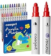 Coogert 24 Colors Dual Tip Acrylic Paint Markers,Fine Tip and Dot Tip Acrylic Paint Pens For Rock...