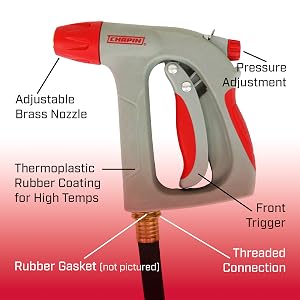 high temp hose nozzle, spray nozzle, garden hose connection, watering, cleaning, outdoors, home, diy