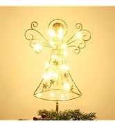 hogardeck Christmas Tree Topper, Glittered Gold Angel Tree Topper for Christmas Treetop, 30 LED T...