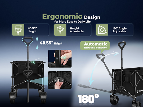 Hikemoon fold up wagon with adjustable extended handle
